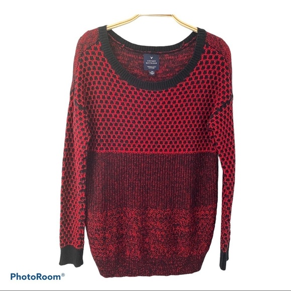 American Eagle Vintage Boyfriend Women's Sweater Red & Black - Size Small - Picture 1 of 9